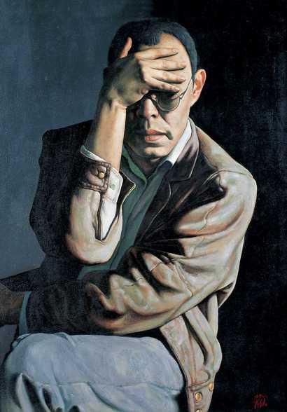 施本铭 1994年作 掩面的自画像